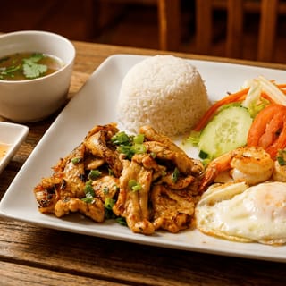 Grilled Chicken & Shrimp Rice Plate
